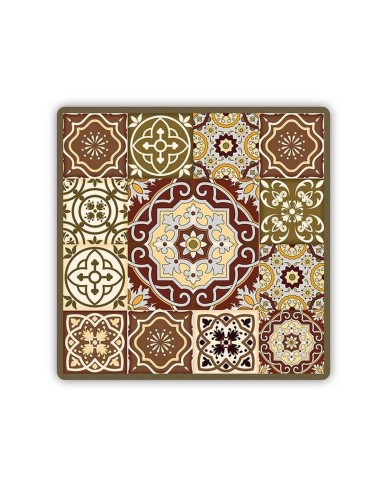 LUPIA - SOTTOTUTTO SOTTOPIATTO QUADRATO IN LEGNO DECORATO AZULEJOS BROWN