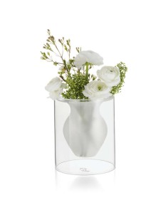 PHILIPPI - VASO DESIGN IN CERAMICA BIANCA CON SUPPORTO IN...