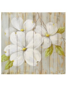 LORENZONGIFT - QUADRO SU LEGNO MOTIVO FLOREALE BIANCO 98...