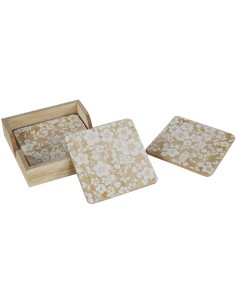 LORENZONGIFT - SET 4 SOTTOBICCHIERI IN LEGNO SERIE...